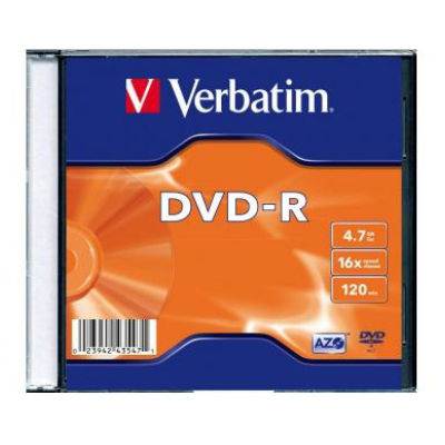 Medij DVD-R VERBATIM 16x, 4.7GB, Matt Silver, Single pack Slimcase, komad