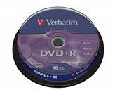 Medij DVD+R VERBATIM 16x, 4.7GB, Matt Silver, spindle 10 komada