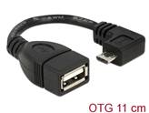 Kabel DELOCK, micro USB (M) na USB 2.0 (Ž) pod kutem 90°, OTG funkcija, 11cm, crni