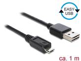 Kabel DELOCK, USB 2.0, USB-A (M) na micro USB-B (M), EASY USB, 1m