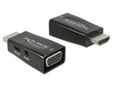 Adapter DELOCK, HDMI (M) na VGA (Ž), micro USB i zvuk, crni