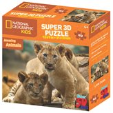 Slagalica NATIONAL GEOGRAPHIC, Super 3D Kids Puzzle, Afrički lavovi, 63 komada