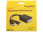 Adapter DELOCK, Displayport (M) na DVI-I 24+5 (F) active, 23cm