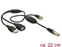 Kabel DELOCK, za antenu, F jack > F plug, 5V, koaksijalni, USB, 22cm