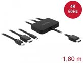 Adapter DELOCK, HDMI (M) / mDP (M) / USB-C (M) na HDMI (M), 4K, 1.8m, crni 
