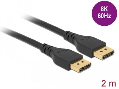 Kabel DELOCK, DisplayPort 1.4 (M) na DisplayPort 1.4 (M) 8K, 60Hz, 2m