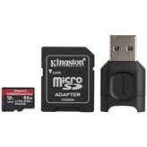 Memorijska kartica KINGSTON Micro SDXC Canvas React Plus, 64GB, MLPMR2/64GB, Class 10 UHS-II, USB i SD adapter