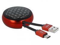 Kabel DELOCK, USB 2.0, USB-A (M) na USB-C (M), uvalčni, crno-crveni, 0.92 m