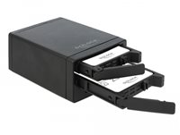 Eksterno kućište DELOCK, aluminijsko kućište, crno,  2 x 2.5” SATA HDD/SSD, RAID, 3x USB 3.0