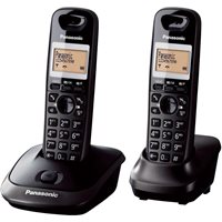 Telefon PANASONIC KX-TG 2512T, dvije slušalice, bežični, crni