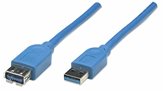 Kabel MANHATTAN, USB 3.2 USB-A (M) na USB-A (Ž), produžni, plavi, 1.0m