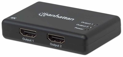 Razdjelnik MANHATTAN, 2x HDMI, 4K@30Hz, strujni adapter