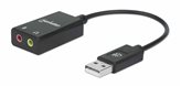Zvučna kartica, USB, MANHATTAN 2.1,  3,5mm , HS100B-C media, crna