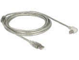 Kabel DELOCK, USB 2.0 (M) na kutni USB-B 2.0 (M), prozirni, 3m 