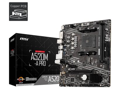 Matična ploča MSI A520M-A PRO, AMD A520, DDR4, mATX, s. AM4