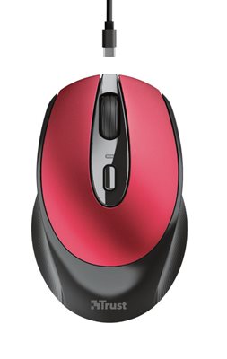 Miš TRUST Zaya, optički, bežični, 1600dpi, USB, crveni