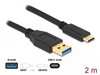 Kabel DELOCK, USB 3.2 Gen 2, USB-A (M) na USB-C (M), 2m