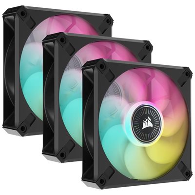 Ventilator CORSAIR iCUE ML120 RGB Elite Premium, CO-9050113-WW, PWM, 120mm, do 2000 o/min, Triple Pack, crni