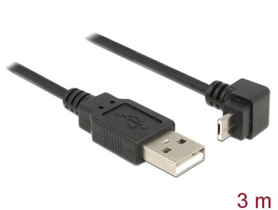 Kabel DELOCK, USB-A 2.0 (M) na micro USB-A (M), kutni, 3m