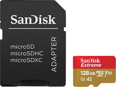 Memorijska kartica SANDISK, Micro SD Extreme, 128GB,  SDSQXAA-128G-GN6MA, class 10 + V30 UHS-I + SD Adapter