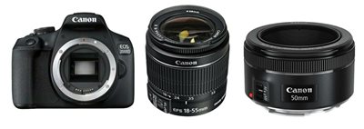 Digitalni fotoaparat CANON EOS 2000D + EF-S 18-55mm IS II + EF 50mm f/1.8 STM
