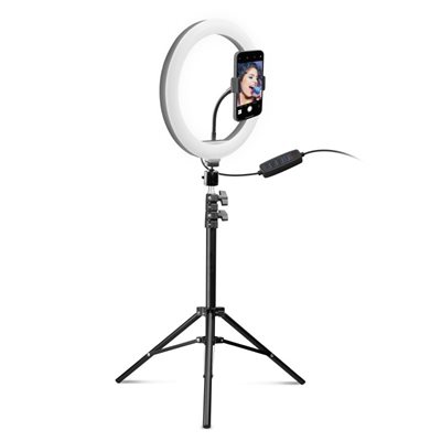 Selfie tripod SBS, TESELFIERINGMINI, s svjetlosnim prstenom, teleskopski, crni