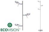 LED podna svjetiljka ECOVISION 21806, 3×5W, 3000K topla bijela, podesiva akrilna sjenila