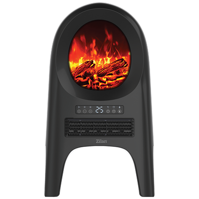 Grijalica ZILAN ZLN5664, keramički grijač, 2000 W, slika vatre, crna