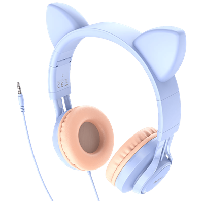 Slušalice HOCO W36 sa mikrofonom, mačje uši, plave