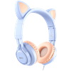 Slušalice HOCO W36 sa mikrofonom, mačje uši, plave