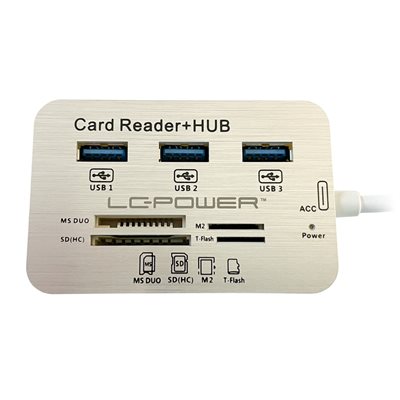 USB HUB LCPOWER LC-HUB-C-CR, USB-C na 3x USB 3.0, čitač kartica