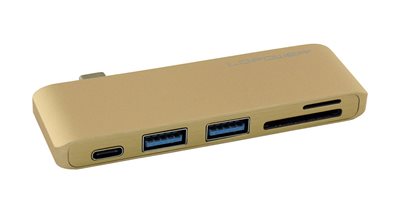 USB HUB LCPOWER LC-HUB-C-CR, USB-C na USB-C i 2x USB 3.0, čitač kartica, za laptop