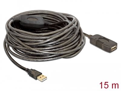 Kabel DELOCK, USB 2.0, USB-A (M) na USB-A (Ž), produžni, aktivni, 15m