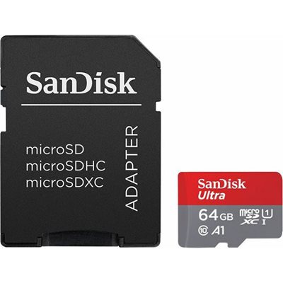 Memorijska kartica SANDISK, microSDXC, 64 GB, SDSQUAB-064G-GN6MA, A1 class 10 UHS-I + adapter