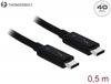 Kabel DELOCK, Thunderbolt 3, USB-C (M) na USB-C (M), 0.5m, crni