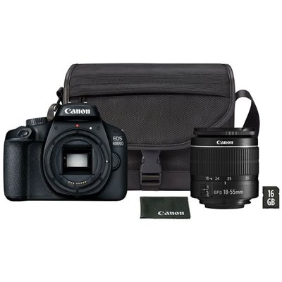 Digitalni fotoaparat CANON EOS 4000D EF-S 18-55mm III + torba SB130 + 16GB memorijska kartica
