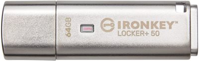 Memorija USB 3.2 FLASH DRIVE, 64GB, KINGSTON Ironkey Locker+ 50, IKLP50/64GB, XTS-AES enkripcija, srebrni