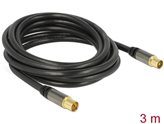 Antenski kabel DELOCK IEC (M) > IEC (Ž) RG-6/U, 3m, crni