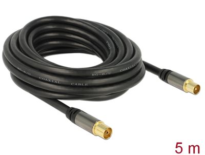 Antenski kabel DELOCK IEC (M) > IEC (Ž) RG-6/U, 5m, crni