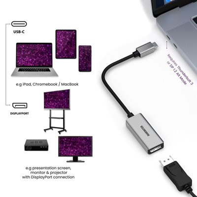Adapter MARMITEK, USB-C(M) na DisplayPort(Ž)