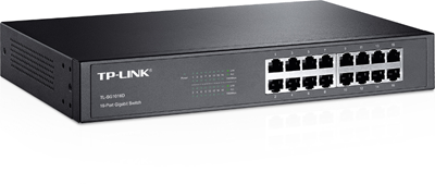 Switch TP-Link TL-SG1016D 16-port Unmanaged Switch, 10/100, 1U, Rack-mountable, fanless