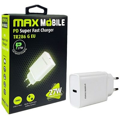 Kućni punjač MAXMOBILE TR-286, USB-C, PD 27W, bijeli