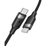 Kabel VEGER CC02, USB-C na USB-C, 100W, 1,5m, pleteni crni