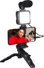 Selfie tripod GRUNDIG Selfie Studio, sa svjetlom i mikrofonom, crni