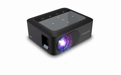 Mini projektor LED, PHILIPS NeoPix 110, 1280 x 720, 100 ANSI lumena, 3000:1, HDMI, USB, WiFi, zvučnici, crni