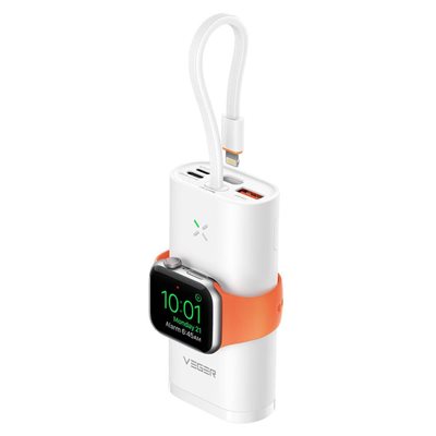 Mobilni USB punjač VEGER MagFan, 10000 mAh, bežični, i za Apple Watch, bijeli