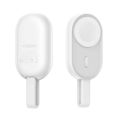 Mobilni USB punjač VEGER W0102, 1200 mAh, bežični, za Apple Watch, bijeli