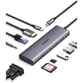 Docking station UGREEN 10-in-1, USB-C, HDMI, VGA, 3.5mm, Ethernet, SD/TF čitač, 100W PD