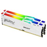 Memorija PC-51200, 32GB, KINGSTON Fury Beast White RGB KF564C32BWEAK2-32, EXPO, DDR5 6400MHz, kit 2x16GB