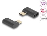 Adapter DELOCK, USB-C (M) na USB-C (Ž), kutni, L oblik, crni